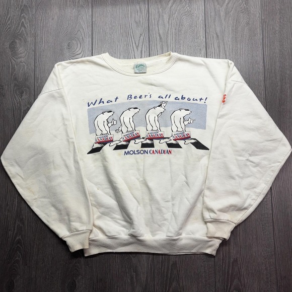 American Vintage Other - Vintage Molson Canadian Beer 1990s Sweatshirt Large White Beer Canada Bear